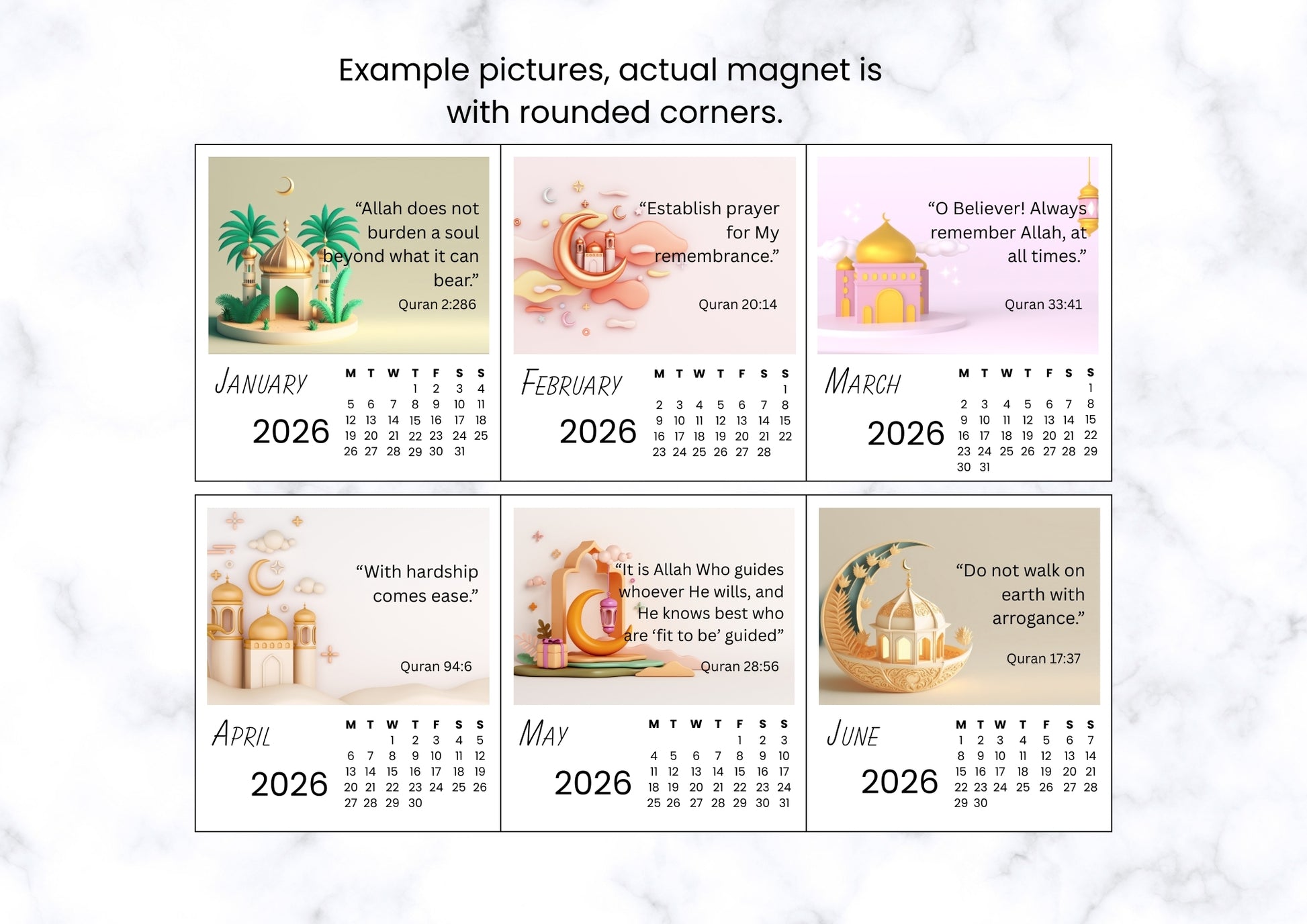 Islamic Quotes 2026 Calendar Magnet