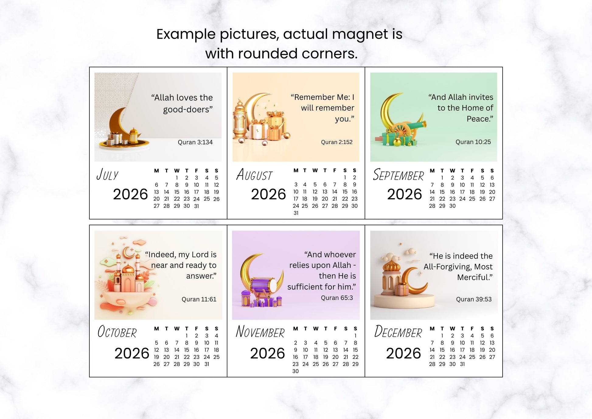 Islamic Quotes 2026 Calendar Magnet