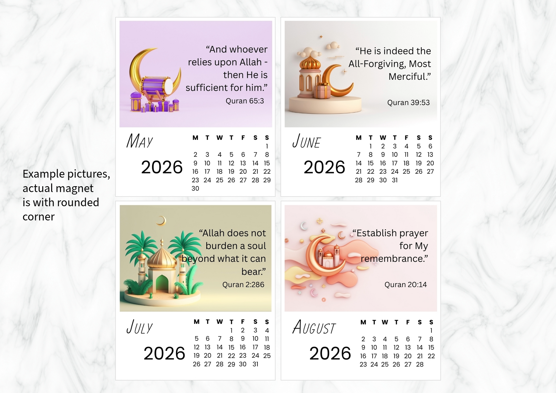 Islamic quotes 2026 calendar