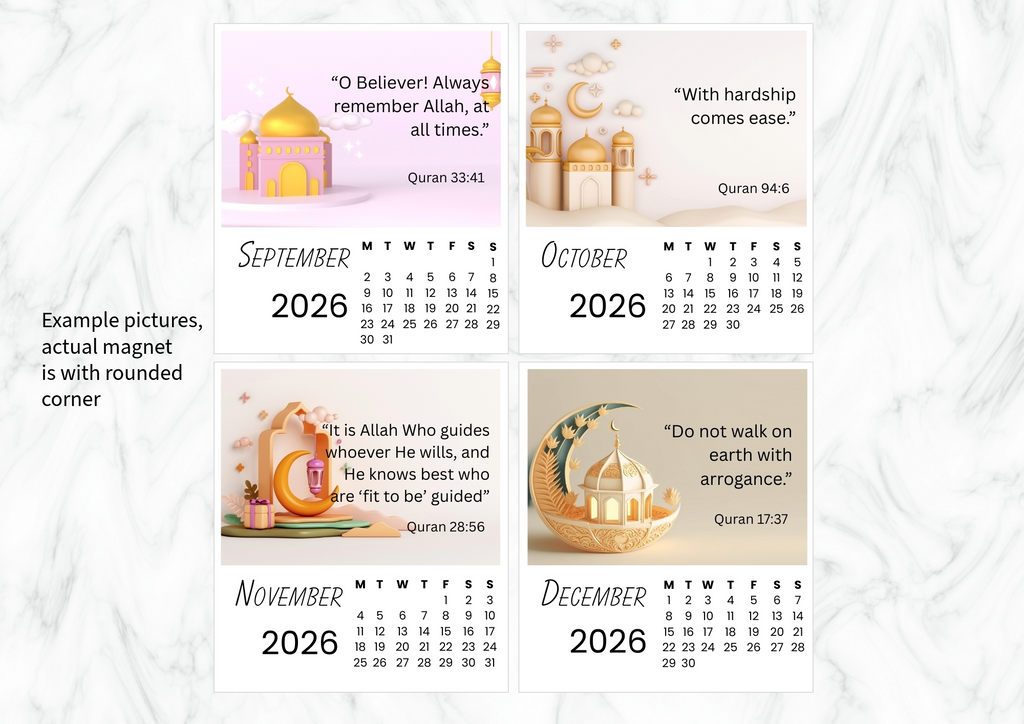 Islamic quotes 2026 calendar