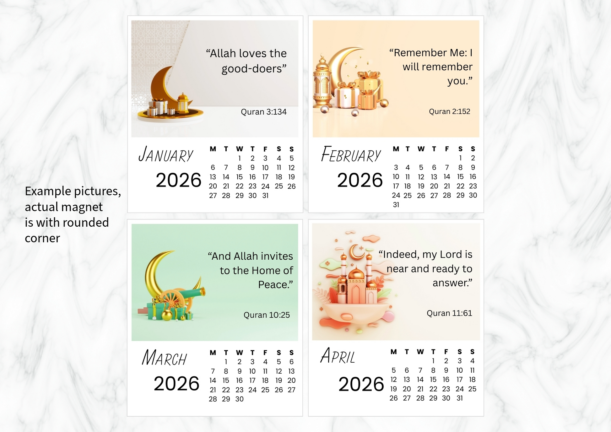 Islamic quotes 2026 calendar