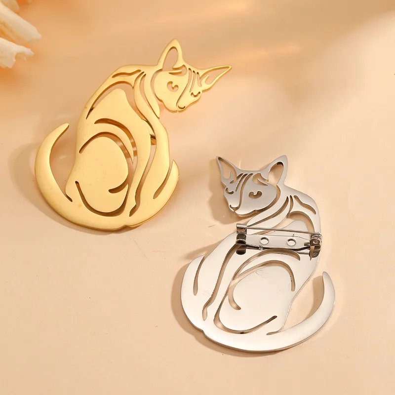 Minimalist Cutout Cat Brooch