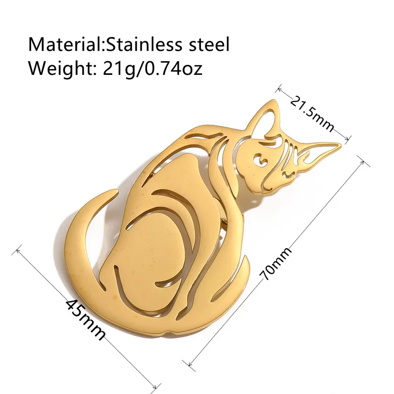 Minimalist Cutout Cat Brooch